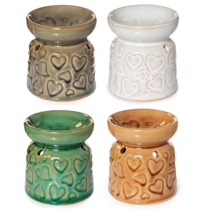 Puckator Small Ceramic Eden Oil Burner with Heart Pattern